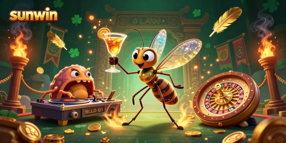 Experience thrilling gameplay at sunwin with a lively casino scene featuring a mascot and unique game elements.