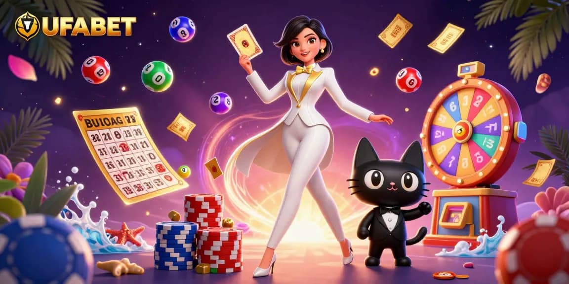 Experience exciting UFABET gaming with a glamorous online casino scene, showcasing vibrant lottery elements.