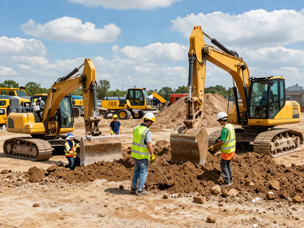 Participants experience digging at a heavy equipment playground, showcasing the excitement of "dig this" activities.