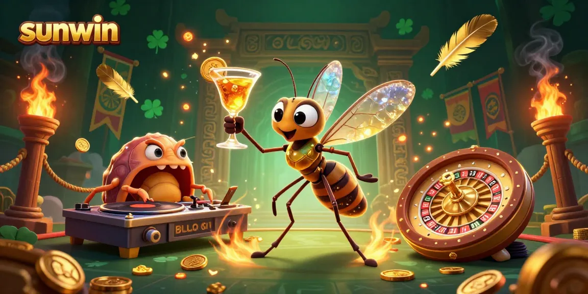Experience thrilling gameplay at sunwin with a lively casino scene featuring a mascot and unique game elements.