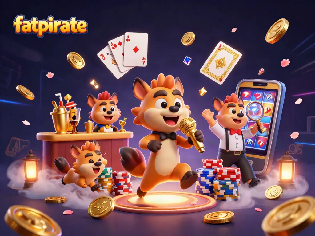 Engage in fun at fatpirate casino with hyena characters enjoying a vibrant gambling scene.