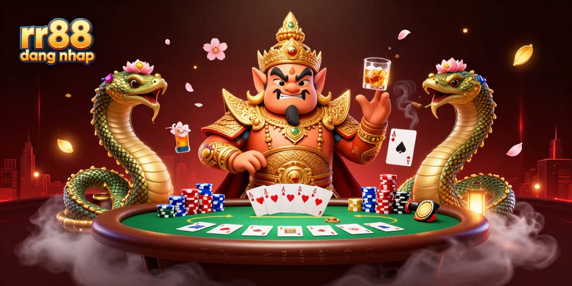 Experience thrilling gaming with rr88 dang nhap at a vibrant online casino showdown featuring poker and prize elements.