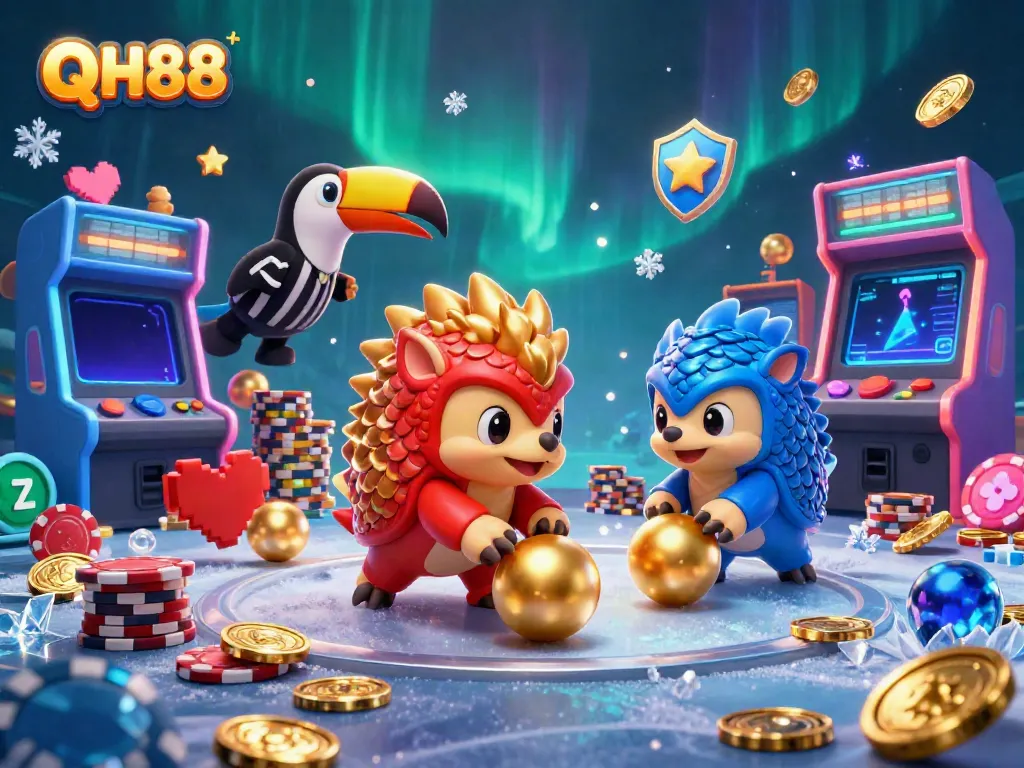 Engage in thrilling gameplay at QH88 with vibrant 3D pangolins and casino elements.