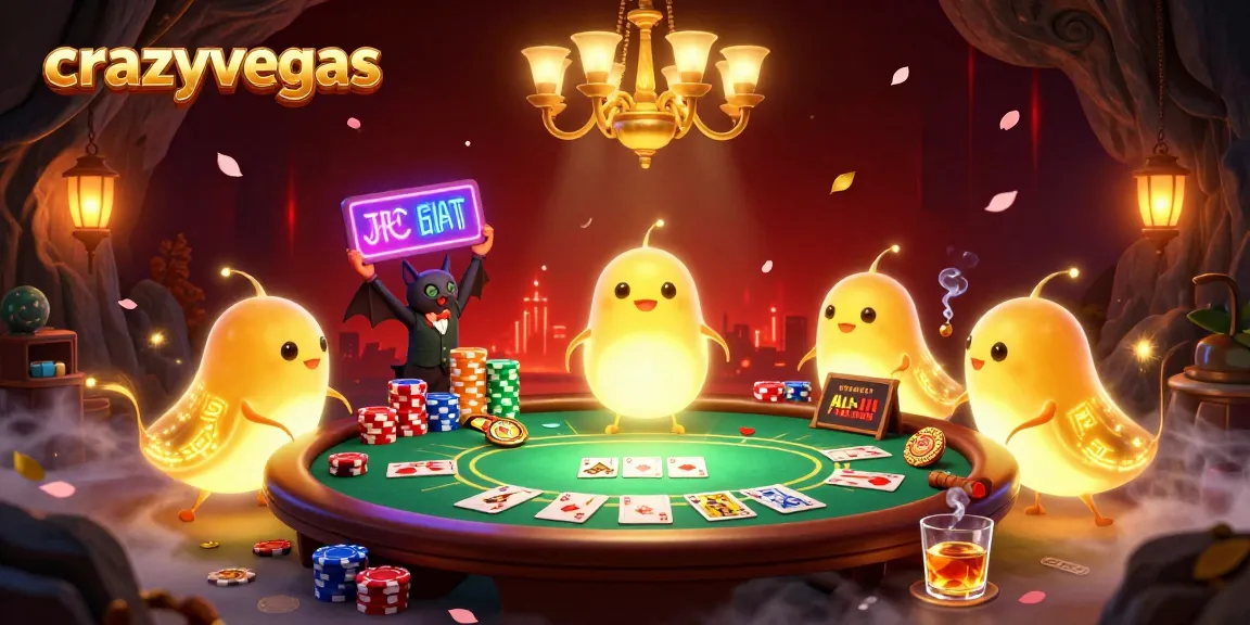 Experience the excitement at crazyvegas with vibrant glowworms lighting up a cave casino for a thrilling poker game.