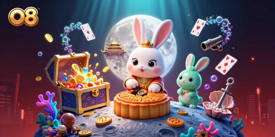 Experience thrilling gameplay with o8's vibrant casino elements featuring a magical moon rabbit scene.